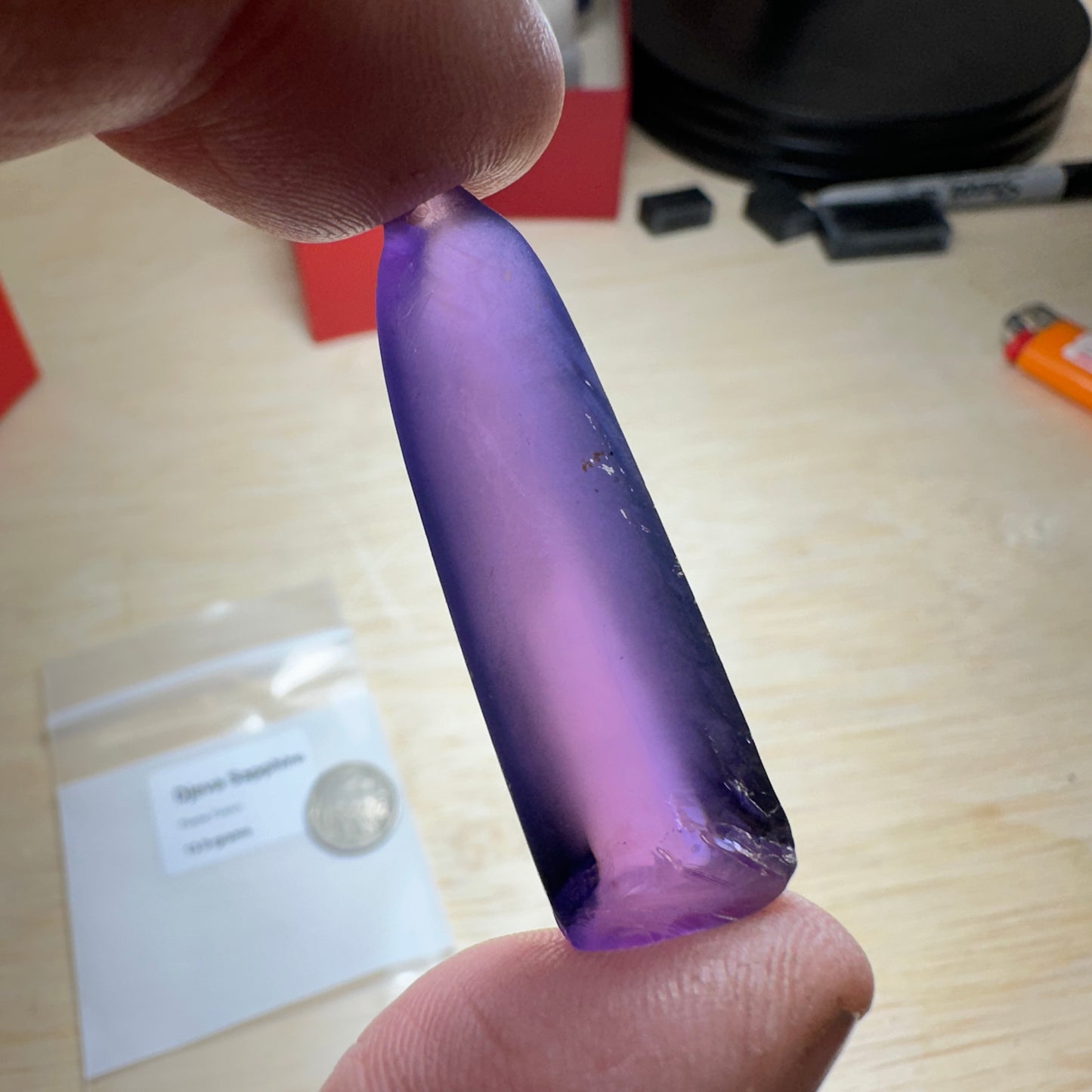 Djeva Amethyst FLAME FUSION LAB SAPPHIRE Facet Rough 13.9grams