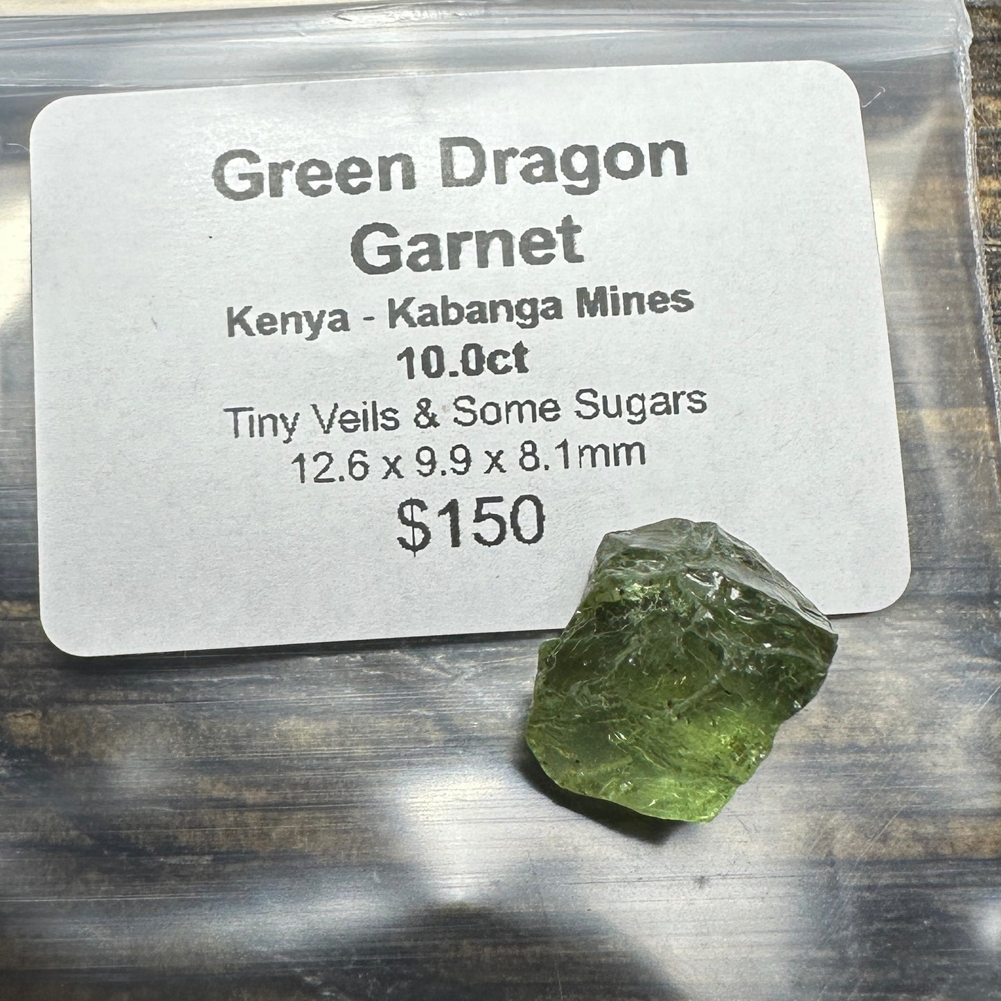 10.0ct GREEN DRAGON GARNET Facet Rough
