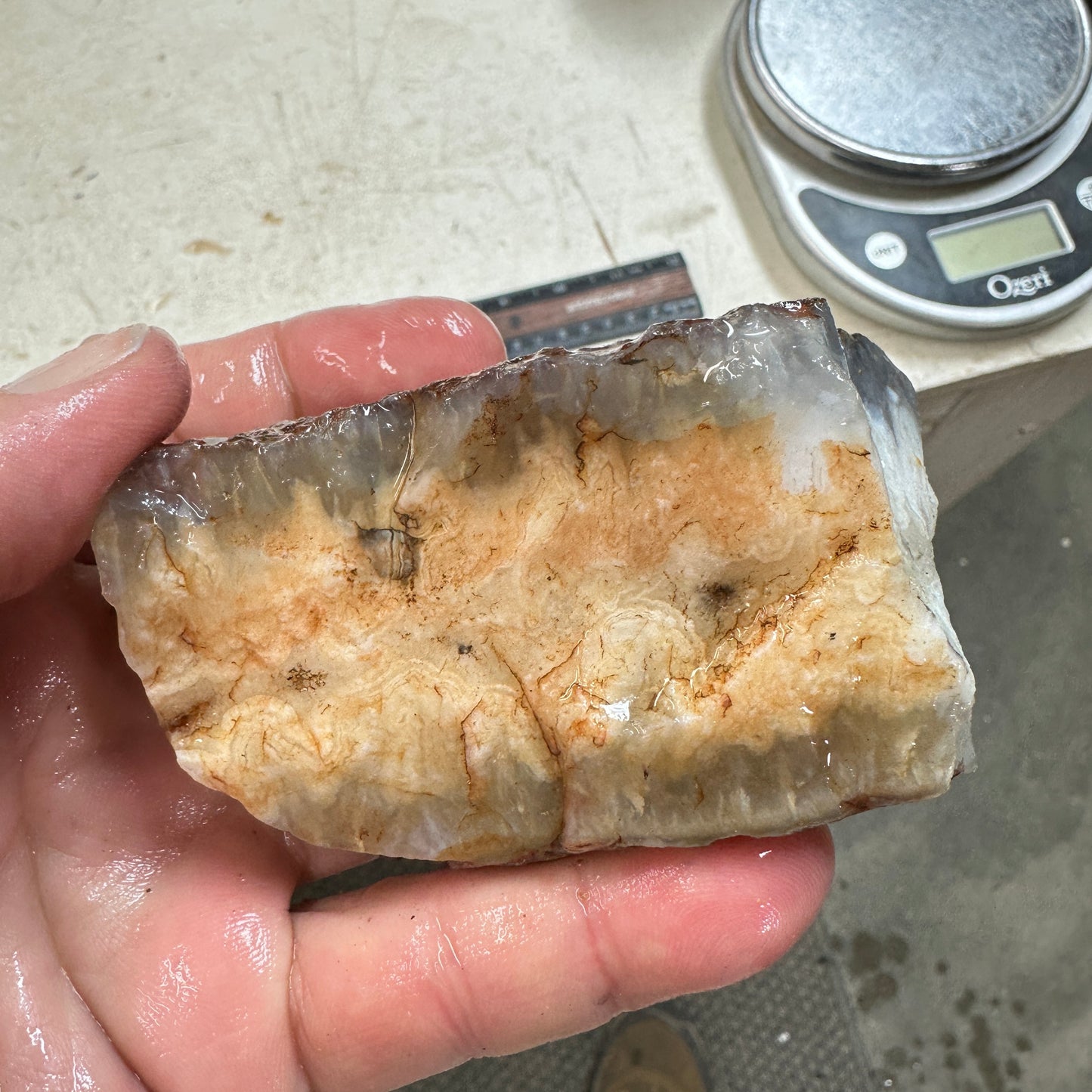 MOROCCAN GHOST SEAM AGATE Faced Rough - 0.78 Pounds