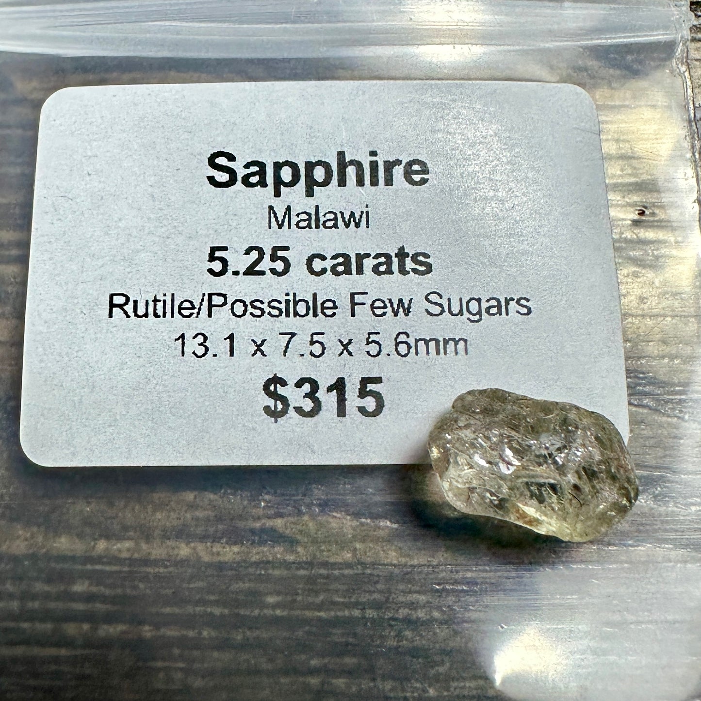 5.25ct MALAWI SAPPHIRE Facet Rough