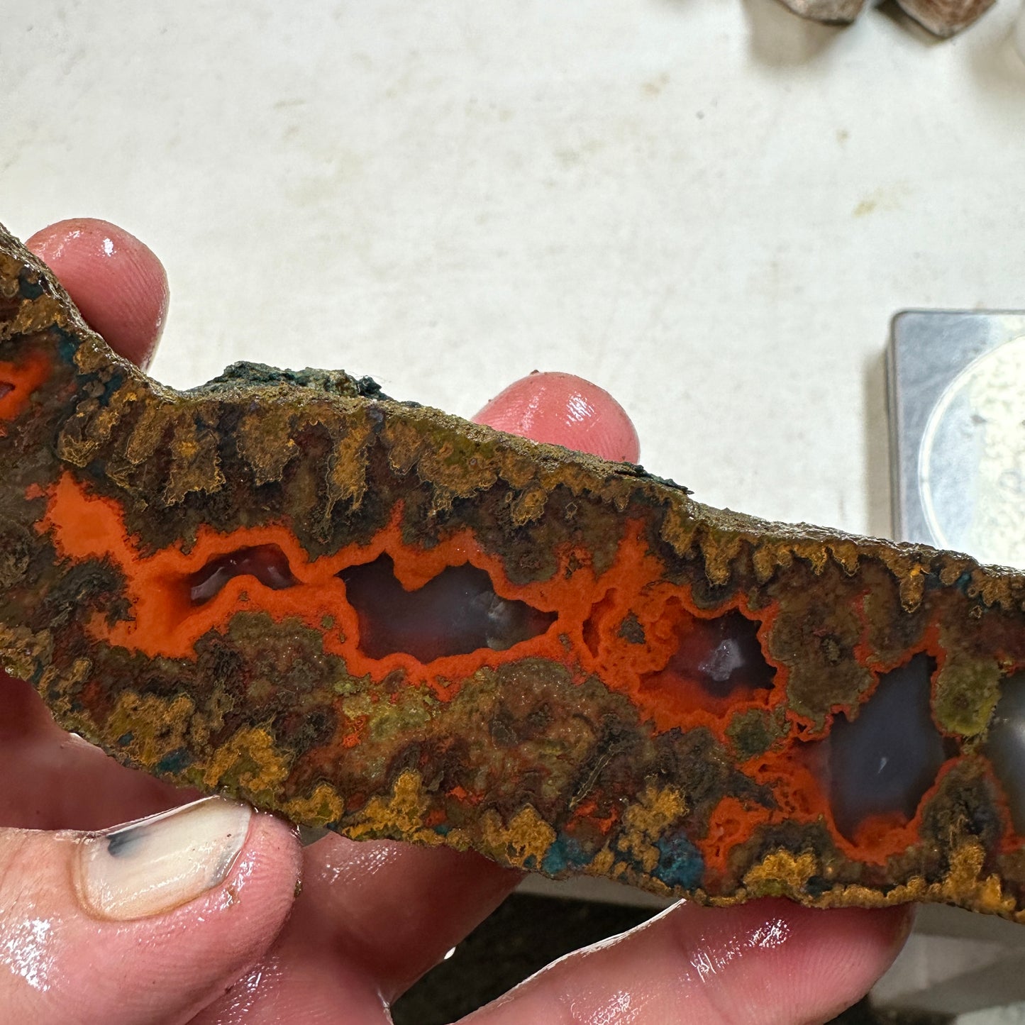 MOROCCAN SEAM AGATE Faced Rough - 1.02 Pounds