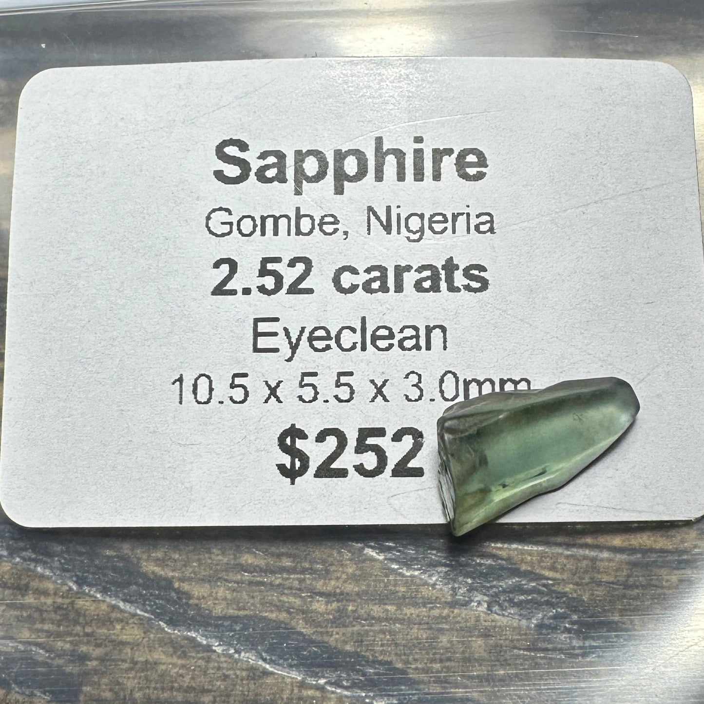 2.52ct GOMBE SAPPHIRE Facet Rough