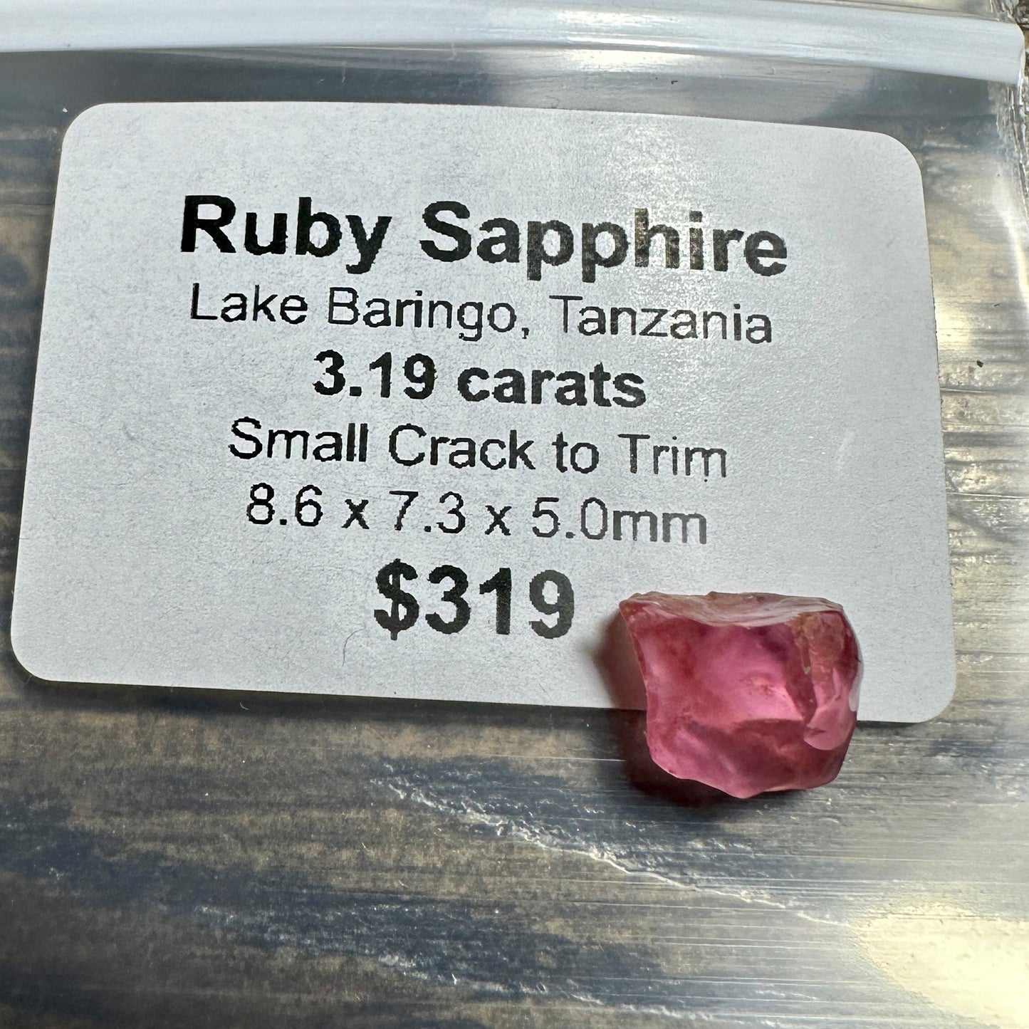 3.19ct LAKE BARINGO RUBY Facet Rough