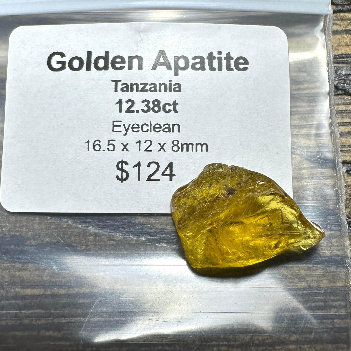 12.38ct GOLDEN APATITE Facet Rough