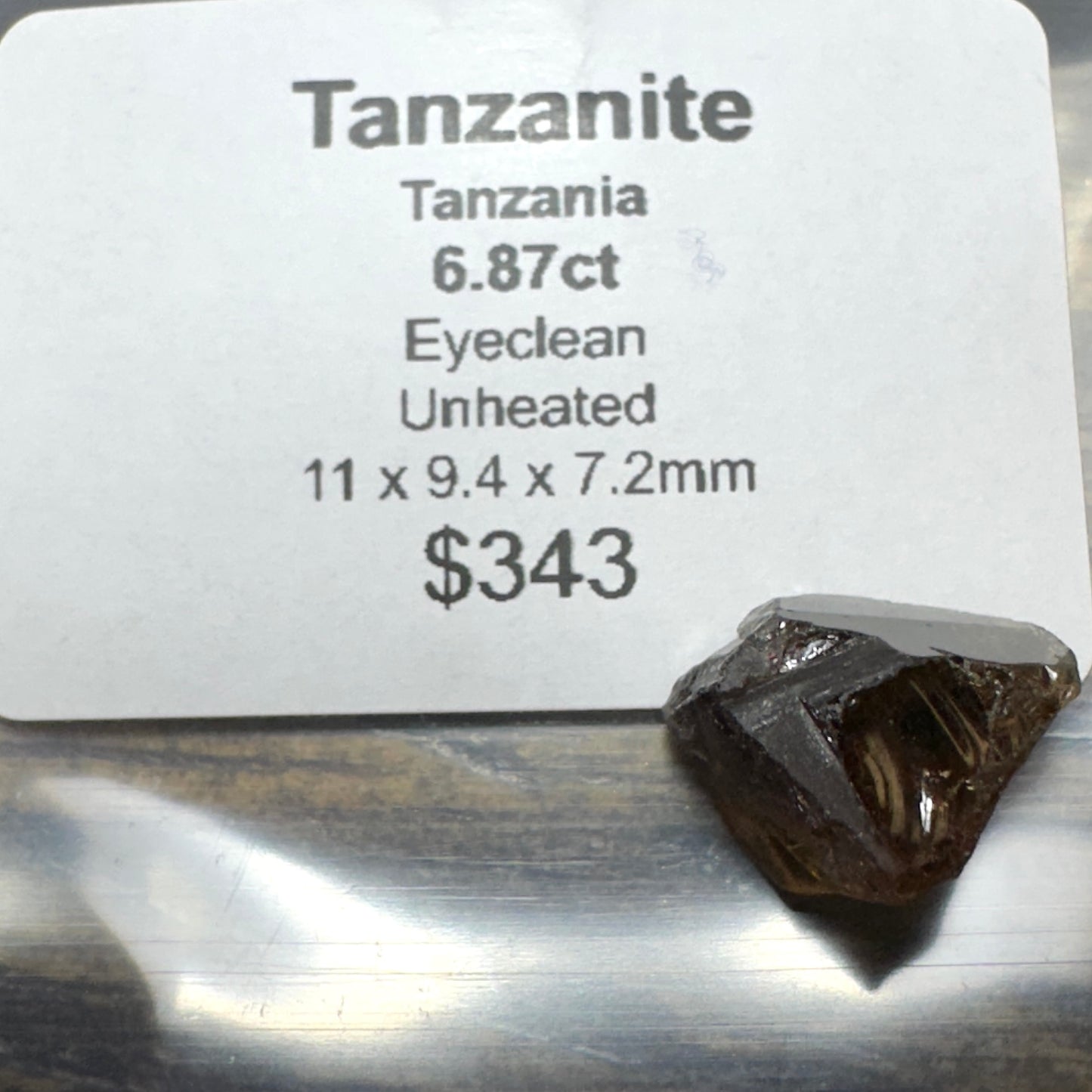 6.87ct unheated TANZANITE Facet Rough