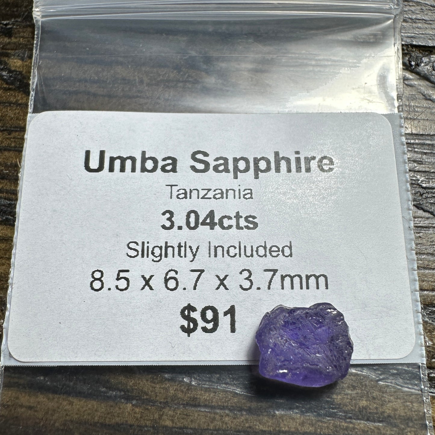 3.04ct UMBA SAPPHIRE Facet Rough