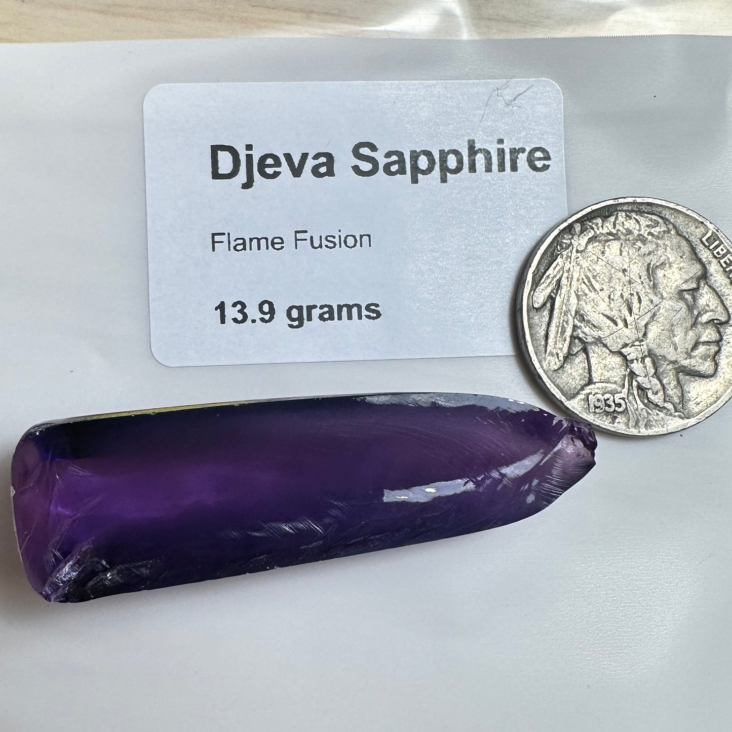 Djeva Amethyst FLAME FUSION LAB SAPPHIRE Facet Rough 13.9grams