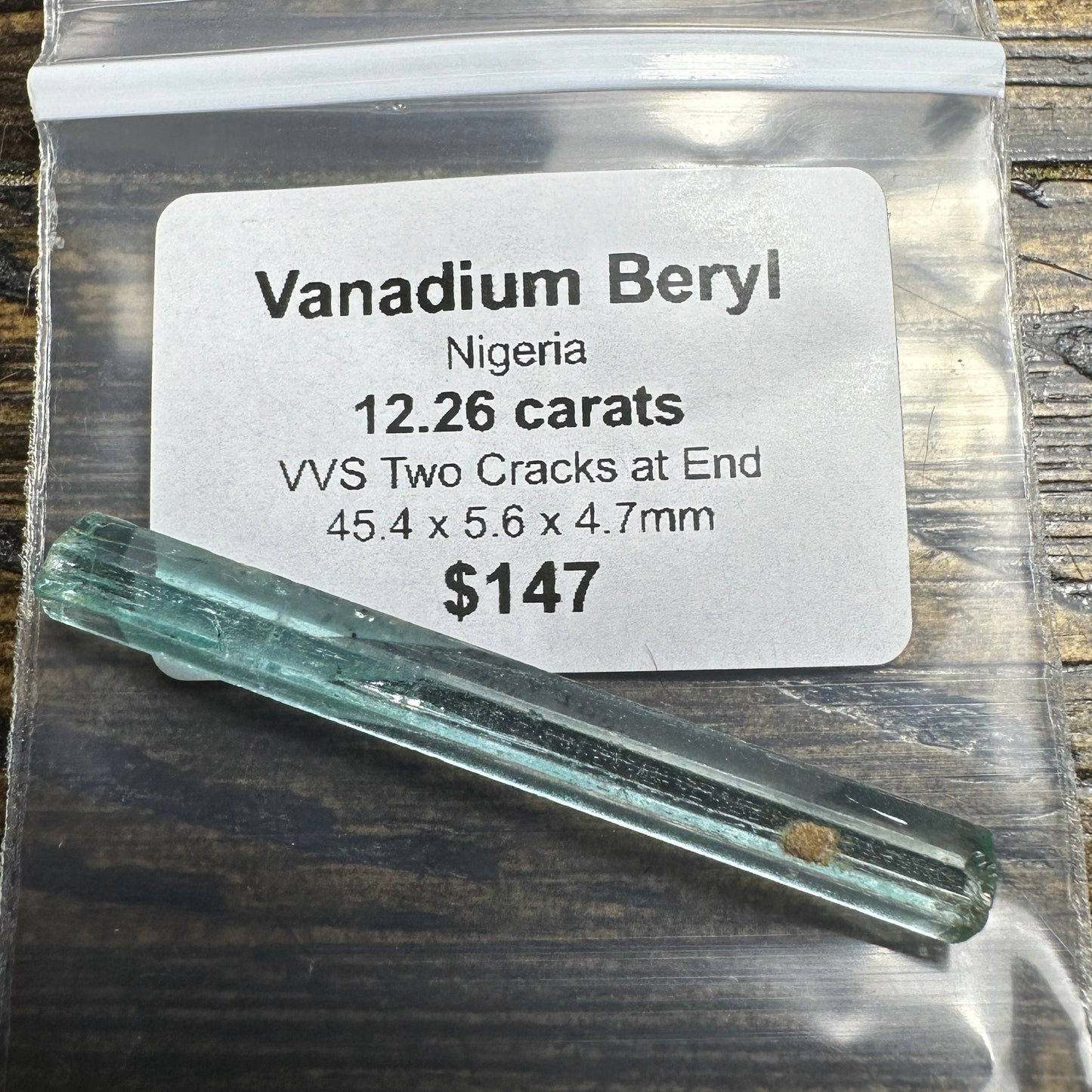 12.26ct VANADIUM BERYL Facet Rough