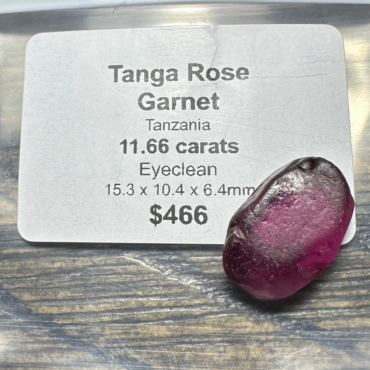 11.66ct TANGA ROSE GARNET Facet Rough