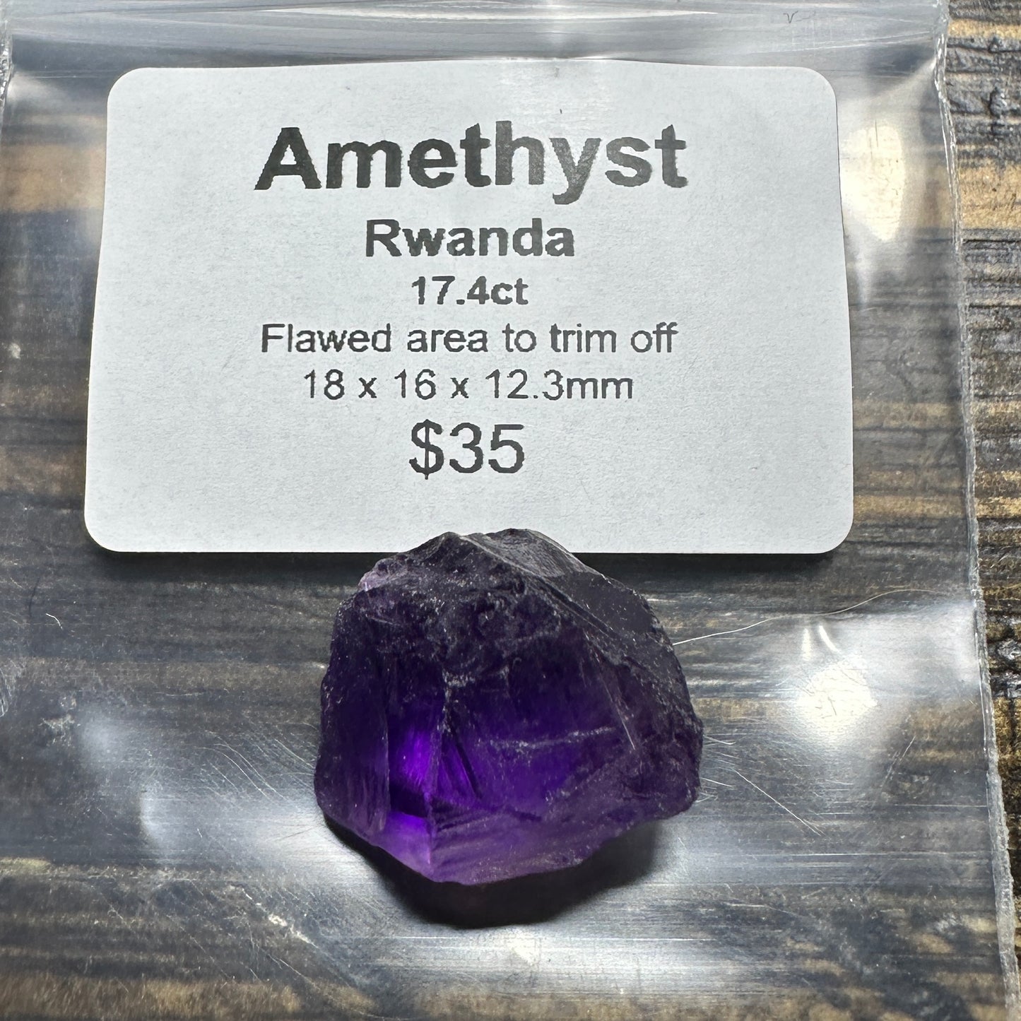 17.4ct RWANDAN AMETHYST QUARTZ Facet Rough