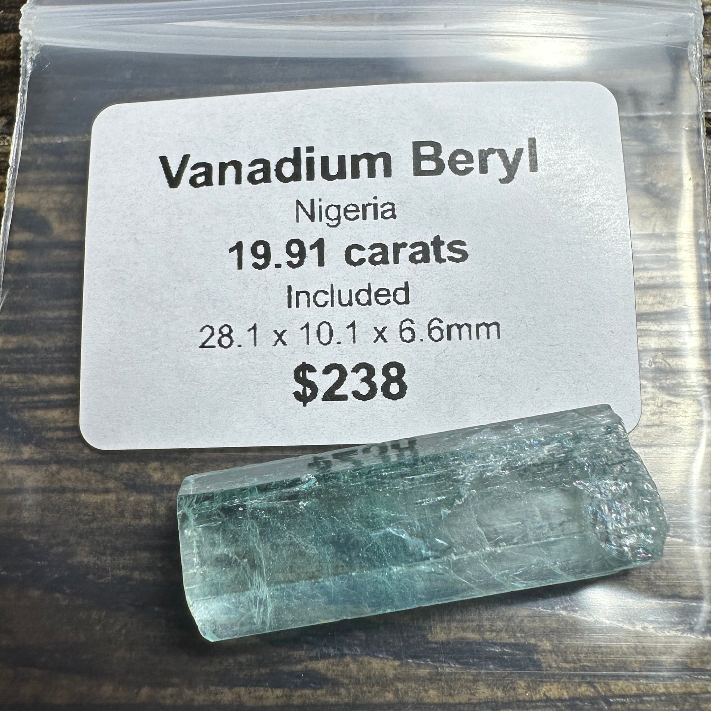 19.91ct VANADIUM BERYL Facet Rough